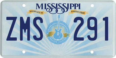 MS license plate ZMS291
