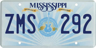 MS license plate ZMS292