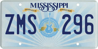 MS license plate ZMS296