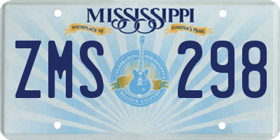 MS license plate ZMS298