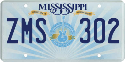 MS license plate ZMS302