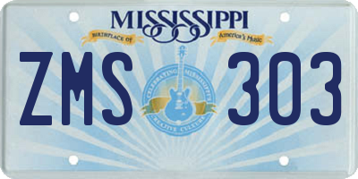MS license plate ZMS303