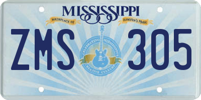 MS license plate ZMS305