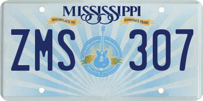 MS license plate ZMS307