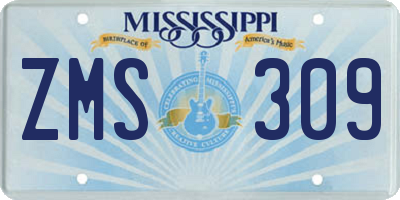 MS license plate ZMS309