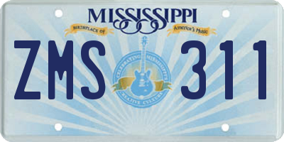 MS license plate ZMS311
