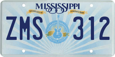 MS license plate ZMS312