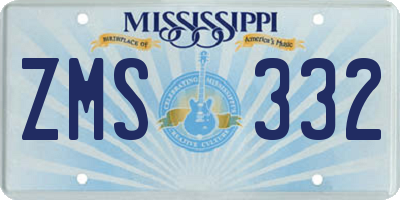 MS license plate ZMS332