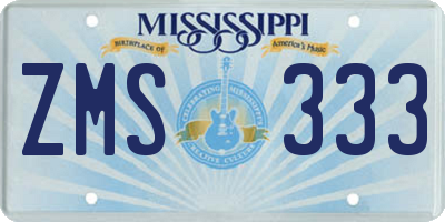 MS license plate ZMS333