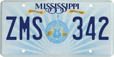 MS license plate ZMS342