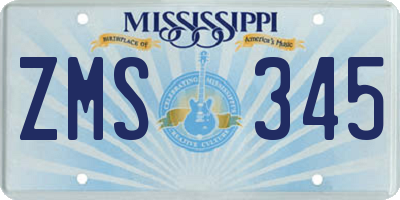MS license plate ZMS345