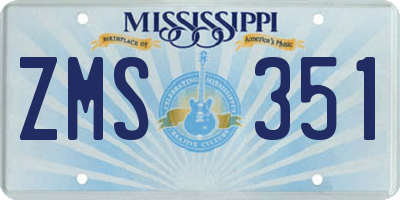 MS license plate ZMS351