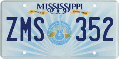 MS license plate ZMS352