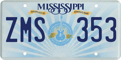 MS license plate ZMS353