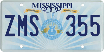 MS license plate ZMS355