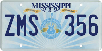 MS license plate ZMS356