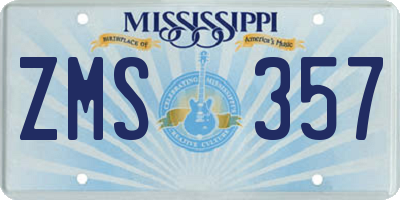 MS license plate ZMS357