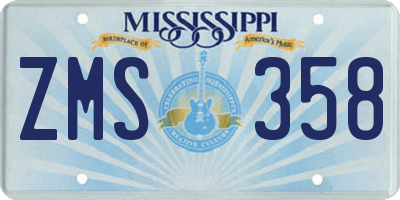 MS license plate ZMS358