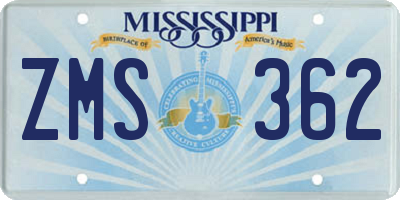 MS license plate ZMS362