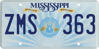 MS license plate ZMS363