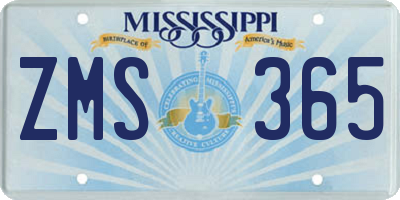 MS license plate ZMS365