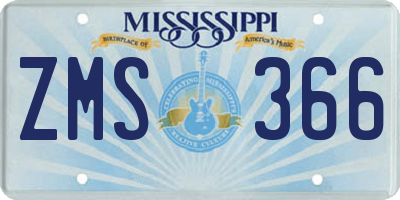 MS license plate ZMS366