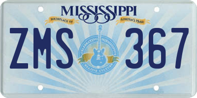 MS license plate ZMS367