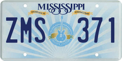 MS license plate ZMS371