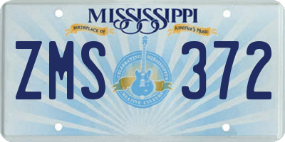 MS license plate ZMS372