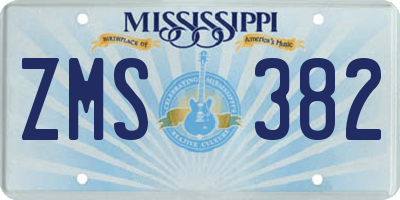 MS license plate ZMS382