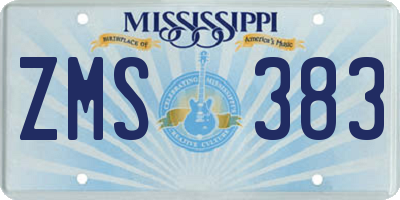 MS license plate ZMS383