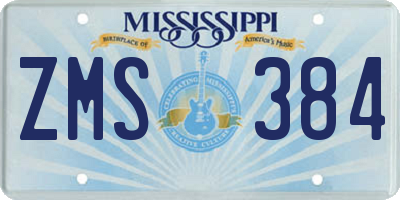 MS license plate ZMS384