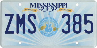 MS license plate ZMS385