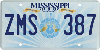 MS license plate ZMS387