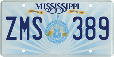 MS license plate ZMS389