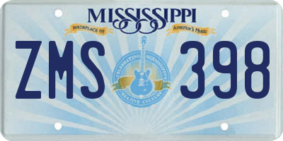 MS license plate ZMS398