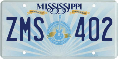 MS license plate ZMS402