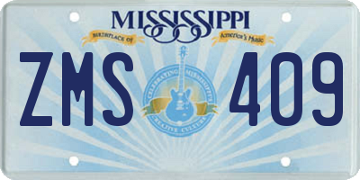 MS license plate ZMS409