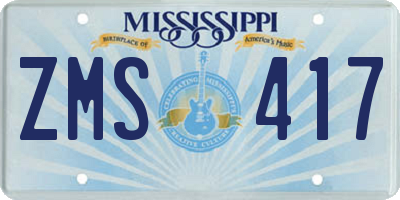 MS license plate ZMS417