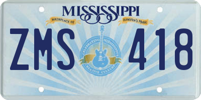 MS license plate ZMS418