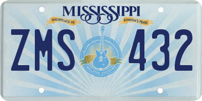 MS license plate ZMS432