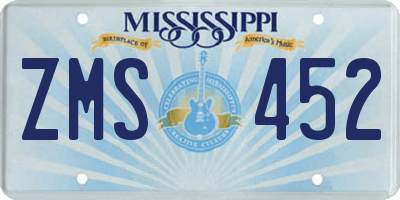 MS license plate ZMS452