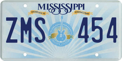 MS license plate ZMS454