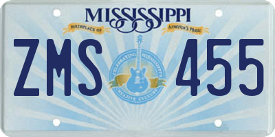 MS license plate ZMS455