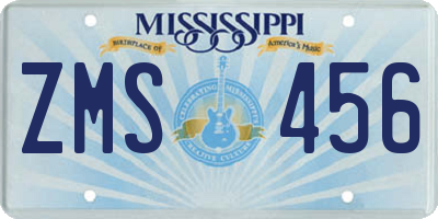 MS license plate ZMS456