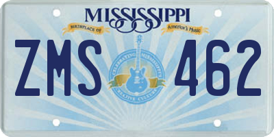 MS license plate ZMS462