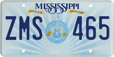 MS license plate ZMS465