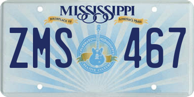 MS license plate ZMS467