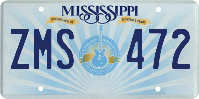 MS license plate ZMS472