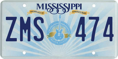 MS license plate ZMS474